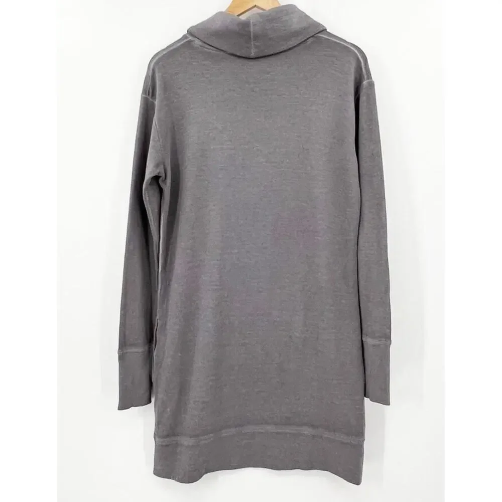 Athleta Women Small Silver Gray Eco Wash Long Sleeve Turtleneck Tunic